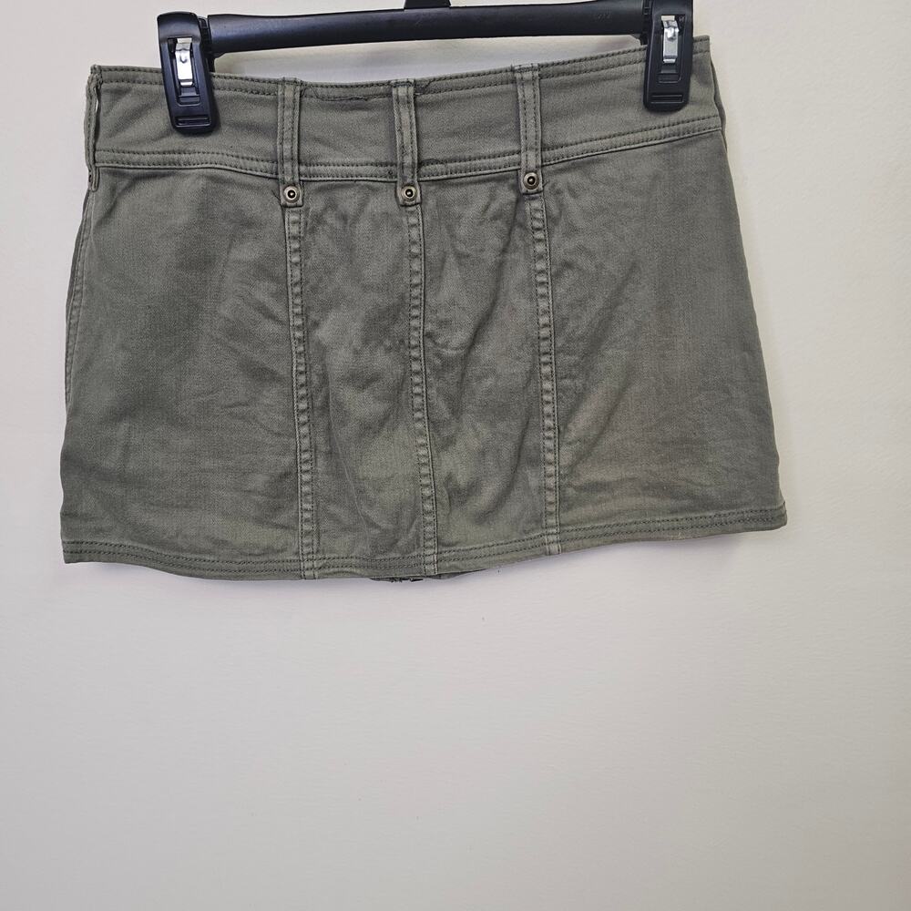 Free People Olive Green Zip Front Mini Skirt Size 0 Utility Cargo Boho Festival - Picture 5 of 5